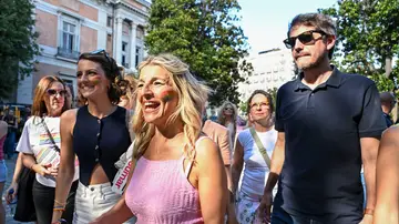 La vicepresidenta segunda del Gobierno, Yolanda Díaz, durante la manifestación del Orgullo. La vicepresidenta segunda del Gobierno, Yolanda Díaz, durante la manifestación del Orgullo.