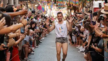 Participantes en la Carrera de Tacones del Orgullo 2024 este jueves, en la calle Pelayo de Madrid. Participantes en la Carrera de Tacones del Orgullo 2024 este jueves, en la calle Pelayo de Madrid.