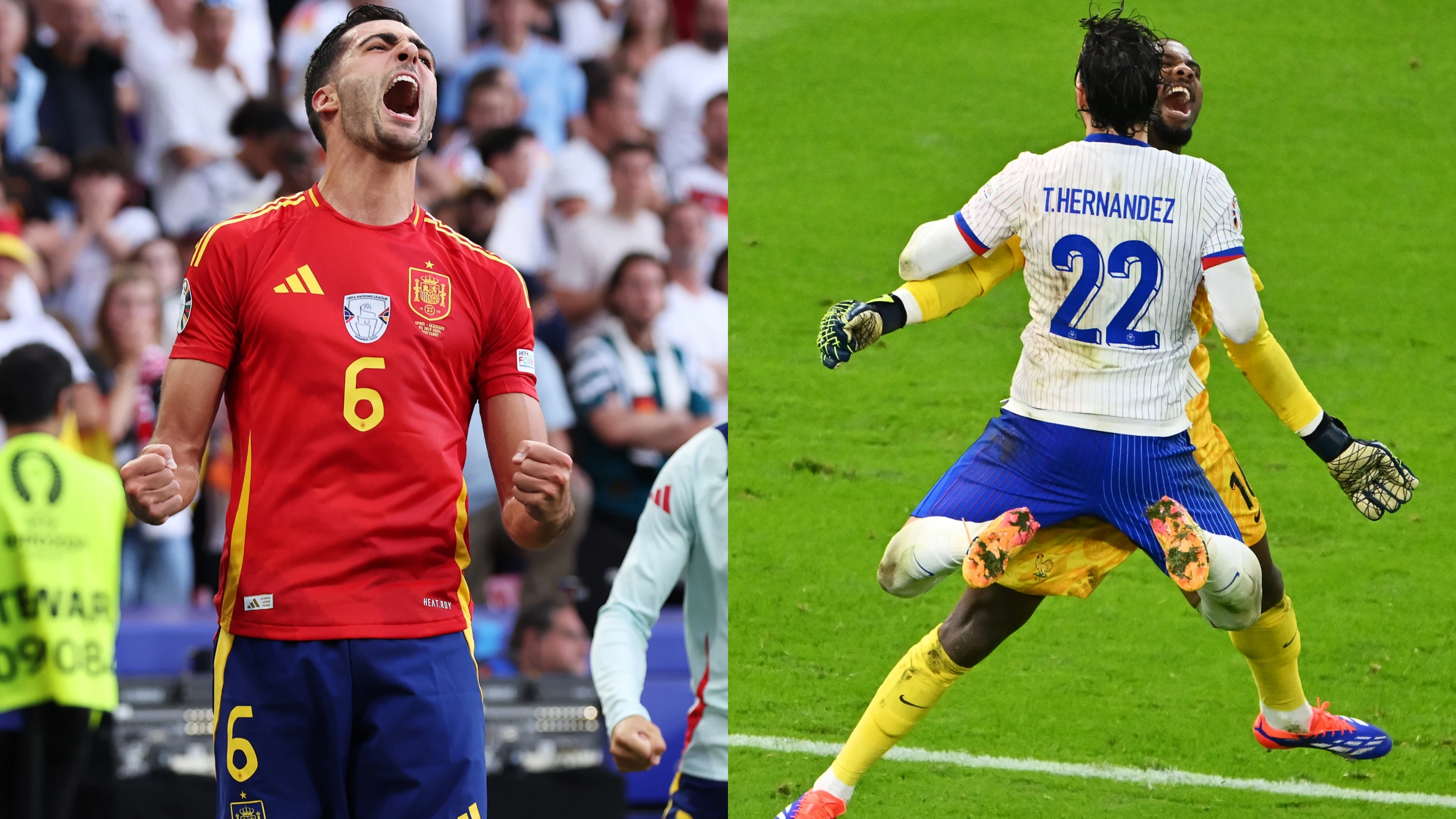 Mikel Merino y Theo Hernández, dos de los héroes de España y Francia en el pase a semifinales de la Eurocopa 2024 Mikel Merino y Theo Hernández, dos de los héroes de España y Francia en el pase a semifinales de la Eurocopa 2024