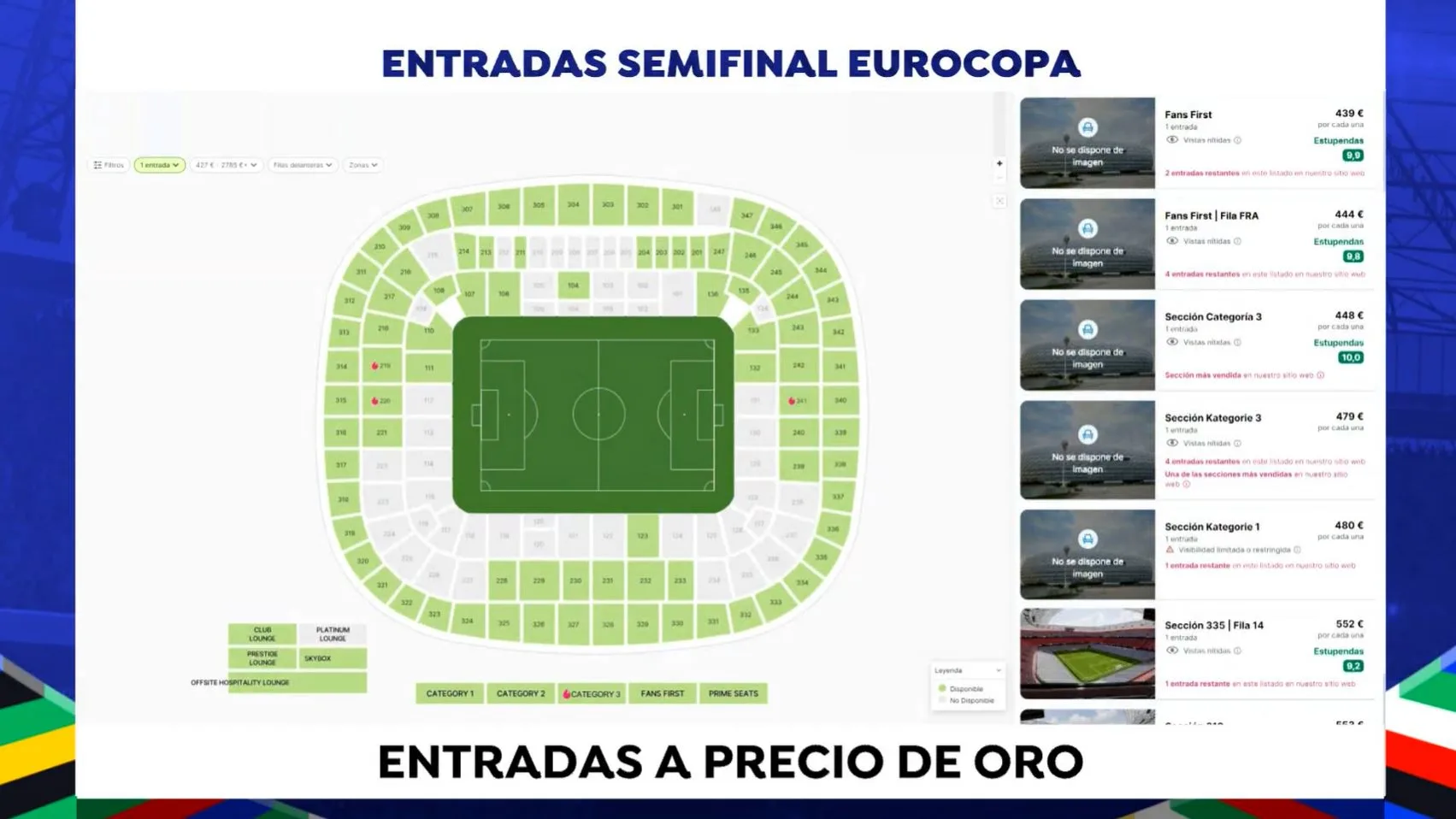 El precio de las entradas del Espa&ntilde;a-Francia de semifinales de la Eurocopa 2024
