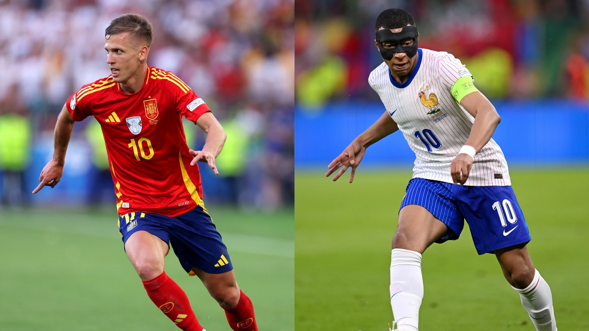 Dani Olmo (España) y Kylian Mbappé (Francia) durante la Eurocopa 2024 Dani Olmo (España) y Kylian Mbappé (Francia) durante la Eurocopa 2024