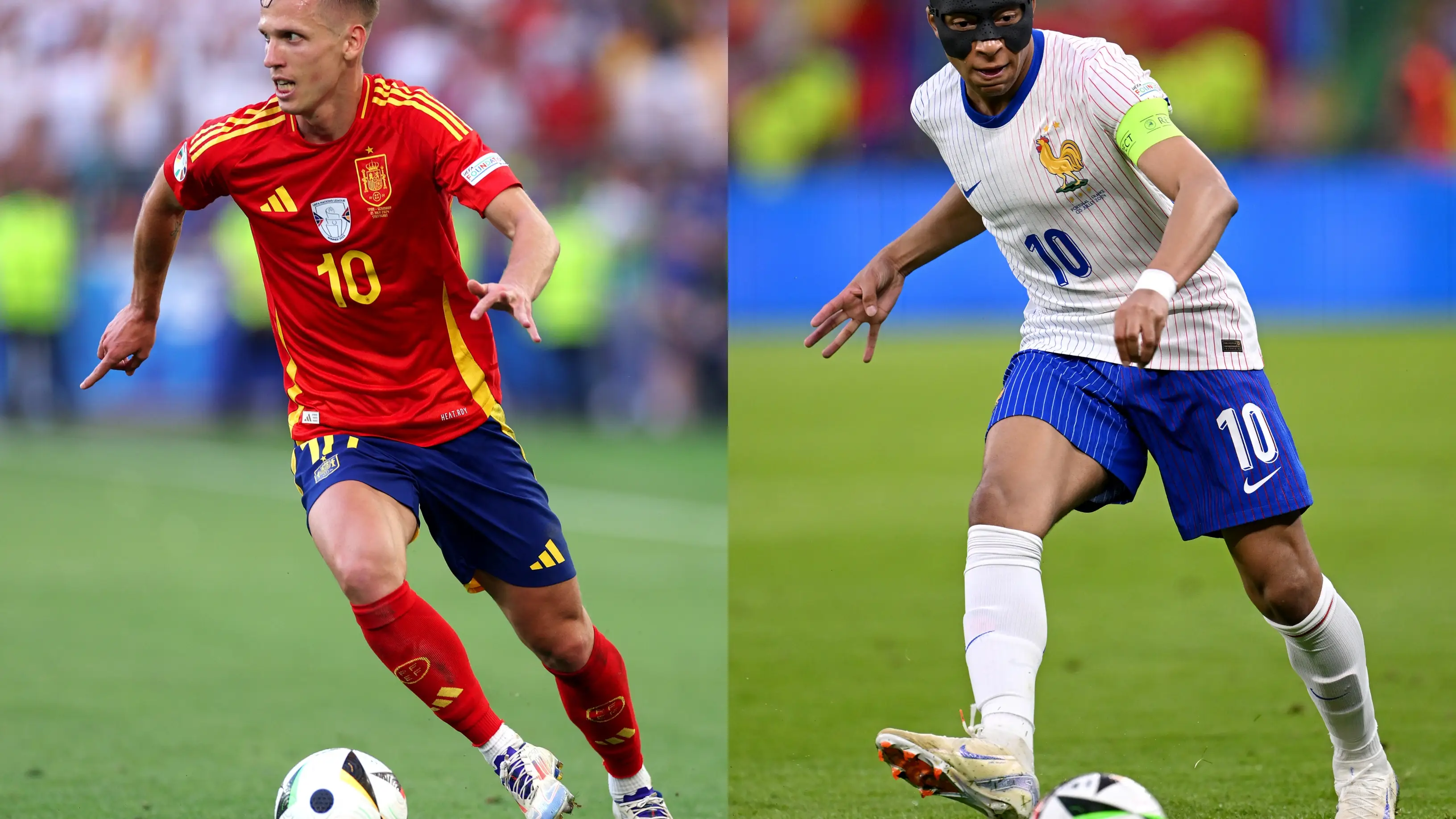 Dani Olmo (España) y Kylian Mbappé (Francia) durante la Eurocopa 2024 Dani Olmo (España) y Kylian Mbappé (Francia) durante la Eurocopa 2024