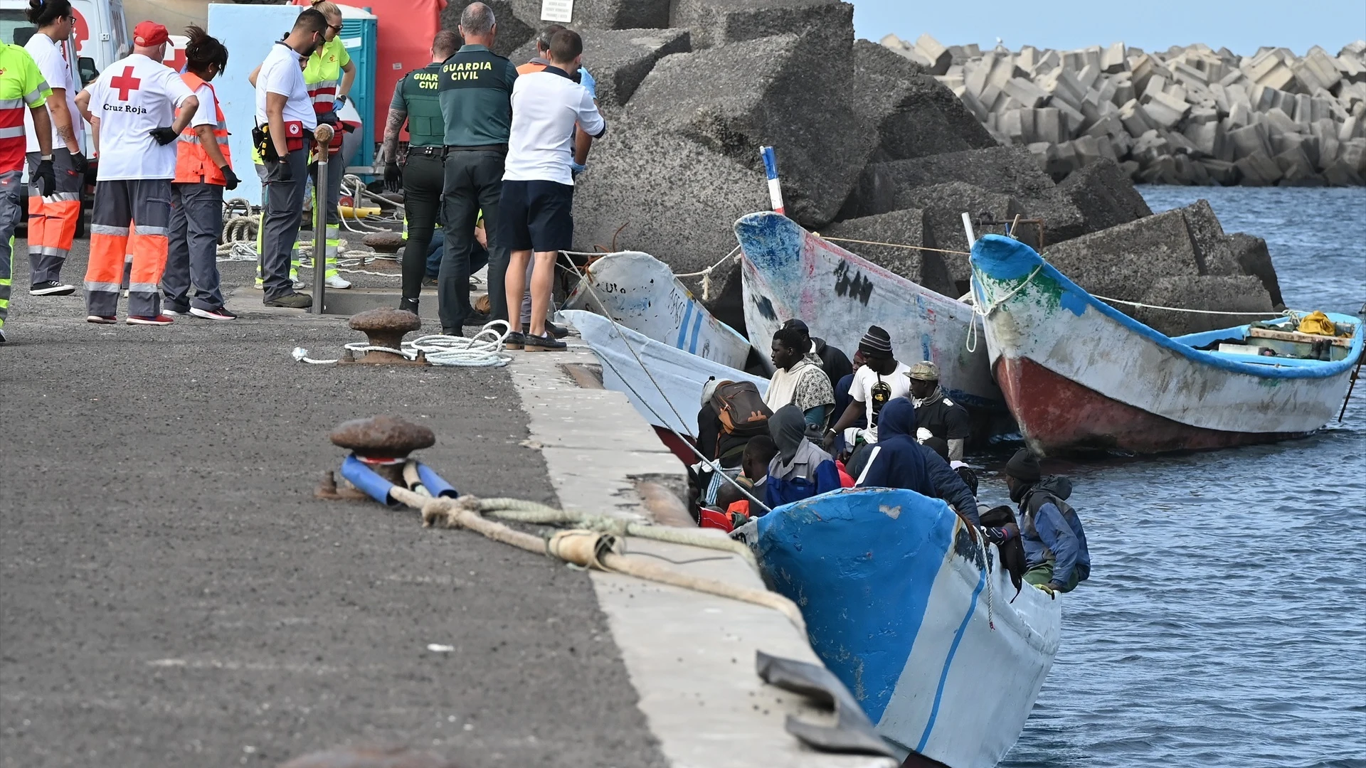Migrantes a su llegada a El Hierro