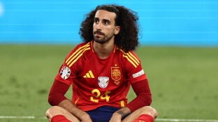 El futbolista Marc Cucurella durante el partido de semifinales de la Eurocopa entre Espa&ntilde;a y Francia