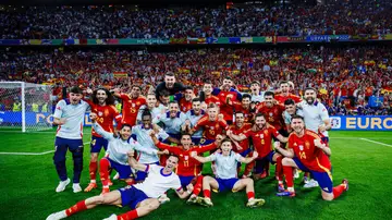 Imagen de los futbolistas de la Selección Española tras pasar a la final de la Eurocopa