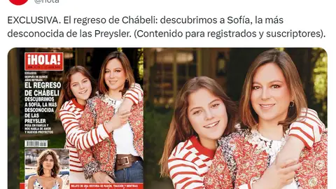 Tuit de la revista ¡HOLA! Tuit de la revista ¡HOLA!