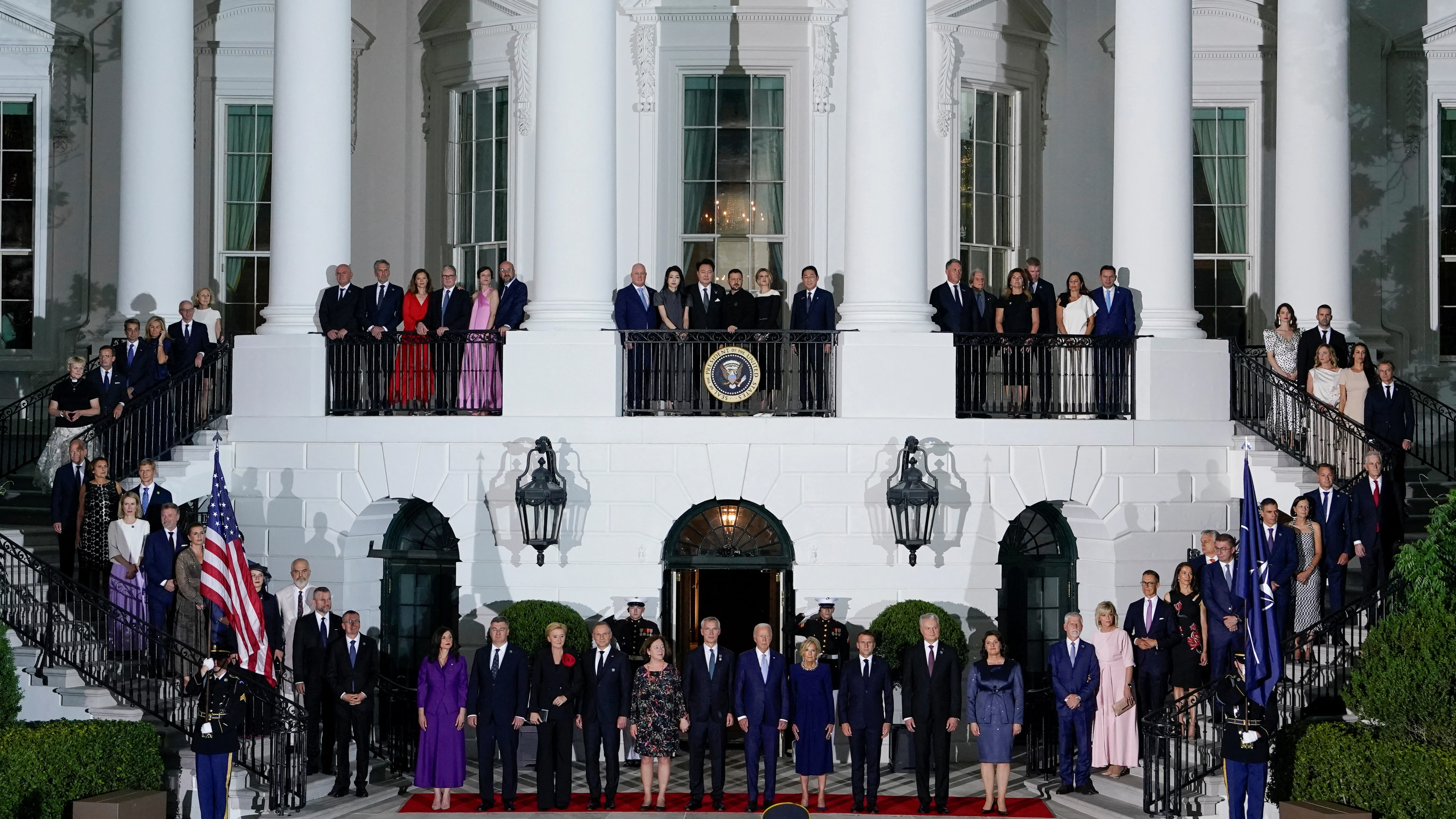 Los asistentes a la Cumbre de la OTAN, en la Casa Blanca
