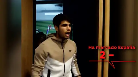 La reacción de Carlos Alcaraz al enterarse que España había remontado a Francia La reacción de Carlos Alcaraz al enterarse que España había remontado a Francia