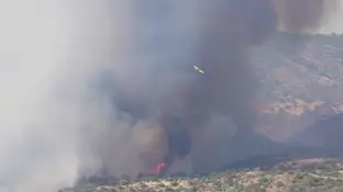 Peligroso incendio forestal en la base militar de Cerro Murciano por posible munición sin explotar Peligroso incendio forestal en la base militar de Cerro Murciano por posible munición sin explotar