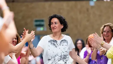 Marta Rovira a su llegada a la Asamblea Nacional de Mujeres de ERC en Barcelona