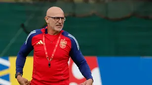 Luis de la Fuente, en un entrenamiento de España