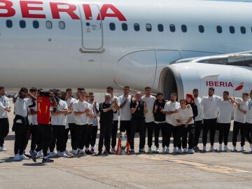 Llegada de la selección española a Madrid