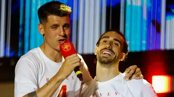 Cucurella, durante la fiesta de la Selección en Madrid