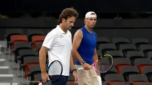 Carlos Moyá y Rafa Nadal en un entrenamiento Carlos Moyá y Rafa Nadal en un entrenamiento