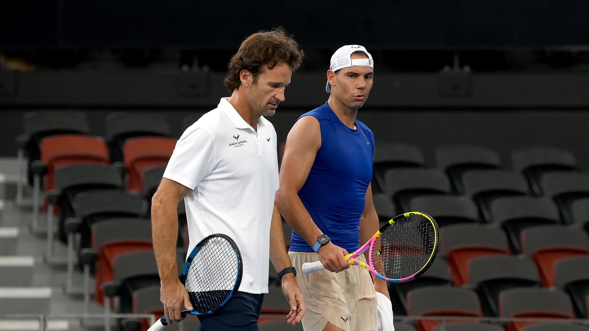 Carlos Moyá y Rafa Nadal en un entrenamiento Carlos Moyá y Rafa Nadal en un entrenamiento