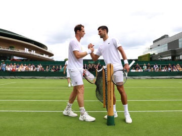 Andy Murray y Novak Djokovic tras un entrenamiento