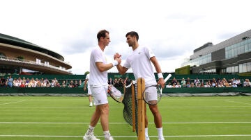 Andy Murray y Novak Djokovic tras un entrenamiento