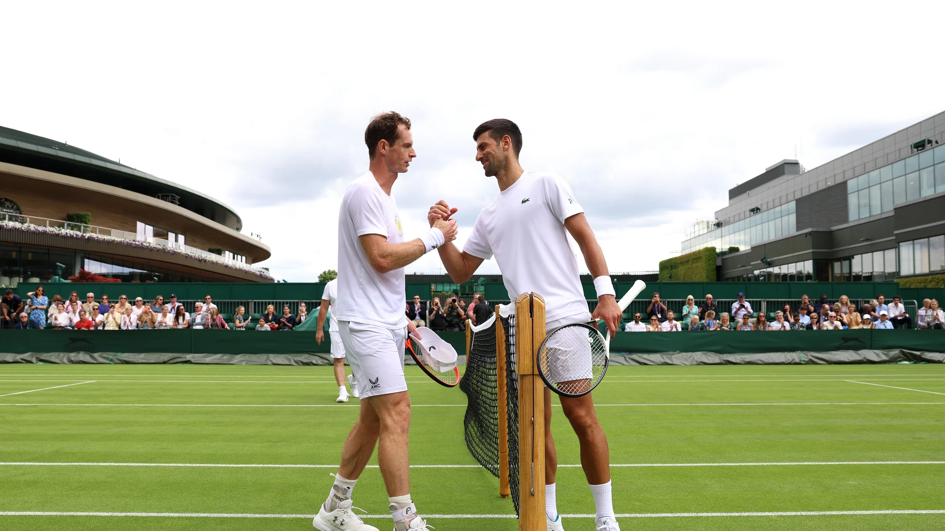 Andy Murray y Novak Djokovic tras un entrenamiento Andy Murray y Novak Djokovic tras un entrenamiento