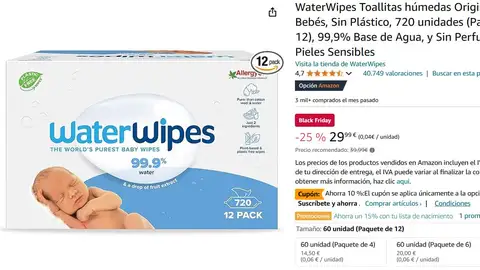 Toallitas húmedas WaterWipes 720 unidades Toallitas húmedas WaterWipes 720 unidades