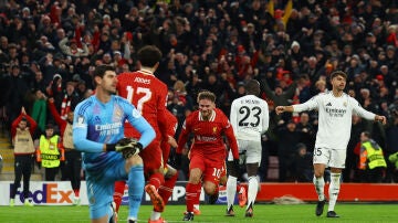 Mac Allister celebra su gol al Real Madrid