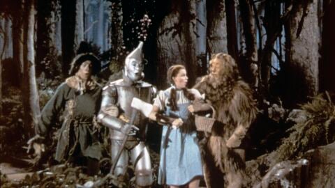 Ray Bolger, Jack Haley, Judy Garland en El Mago de Oz