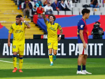 Fábio Silva celebra su gol en Montjuic Fábio Silva celebra su gol en Montjuic