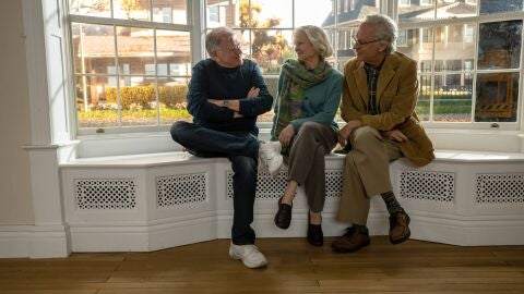 Robert Zemeckis, Tom Hanks y Robin Wright rodando Here