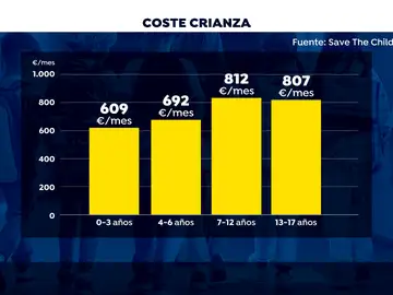 El coste de criar a un hijo, según su edad El coste de criar a un hijo, según su edad