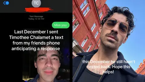 Joe Jonas escribiendo a Timothée Chalamet Joe Jonas escribiendo a Timothée Chalamet