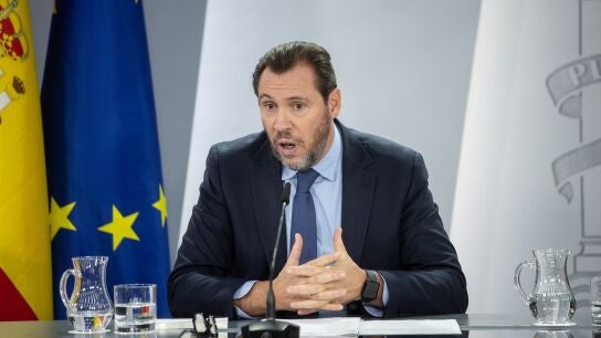 El ministro de Transportes y Movilidad Sostenible, &Oacute;scar Puente, durante la rueda de prensa posterior al Consejo de Ministros