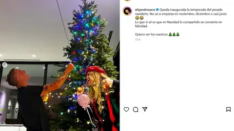 Alejandro Sanz y Candela Márquez montando el árbol Navidad Alejandro Sanz y Candela Márquez montando el árbol Navidad