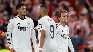 Bellingham, Mbappé y Modric tras la derrota Bellingham, Mbappé y Modric tras la derrota