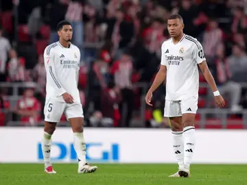 Bellingham y Mbappé durante el Athletic - Real Madrid de la jornada 19 Bellingham y Mbappé durante el Athletic - Real Madrid de la jornada 19