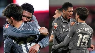 Bellingham y G&uuml;ler durante el Girona-Real Madrid