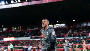 Mbappé tras marcar un gol al Girona Mbappé tras marcar un gol al Girona