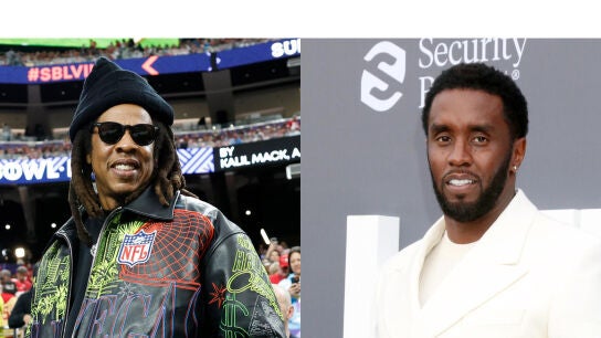Los raperos Jay-Z (i) y a Sean Combs (d)