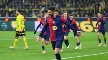 Ferran Torres celebra su segundo gol ante el Borussia Dortmund