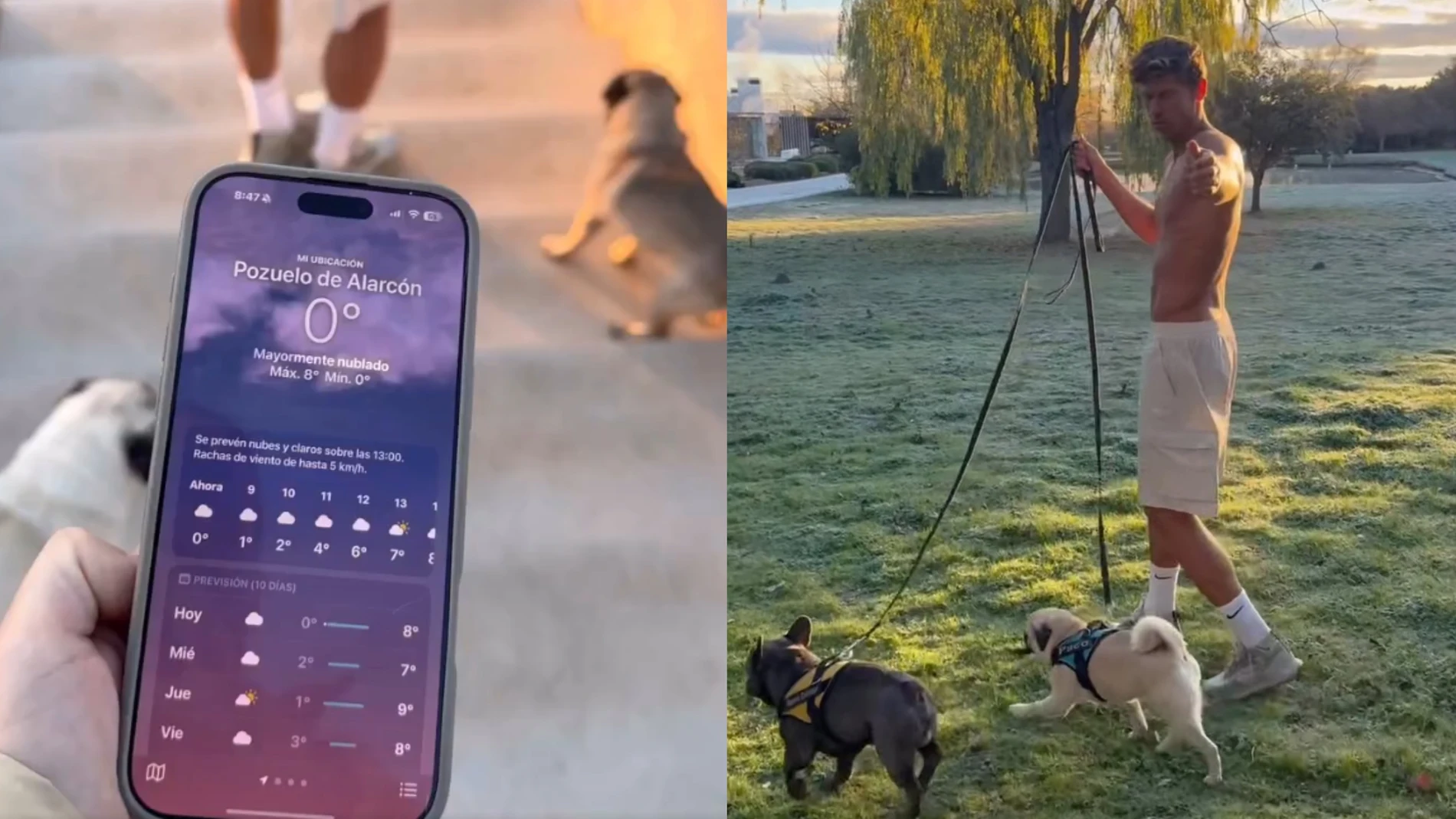 Marcos Llorente, sin camiseta y en pantalón corto a 0ºC Marcos Llorente, sin camiseta y en pantalón corto a 0ºC