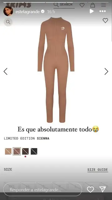 Captura del Stories de Estela Grande sobre la colección The North Face x SKIMS Captura del Stories de Estela Grande sobre la colección The North Face x SKIMS