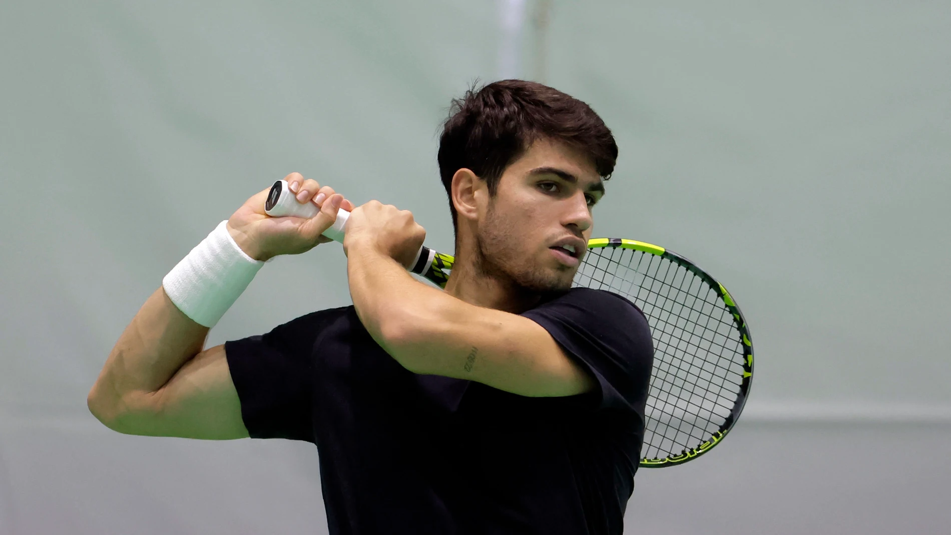 Carlos Alcaraz durante un entrenamiento Carlos Alcaraz durante un entrenamiento