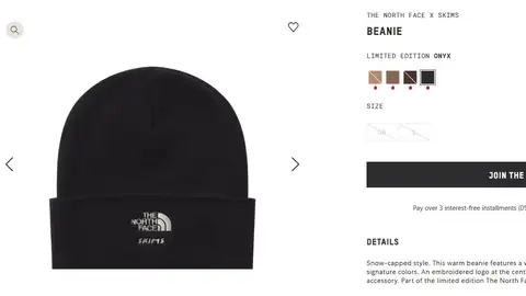 Gorro de la colección The North Face x SKIMS Gorro de la colección The North Face x SKIMS