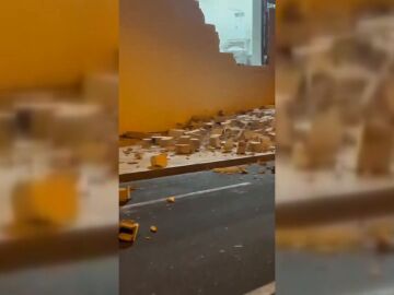 Derrumbe de un muro por la borrasca Dorothea