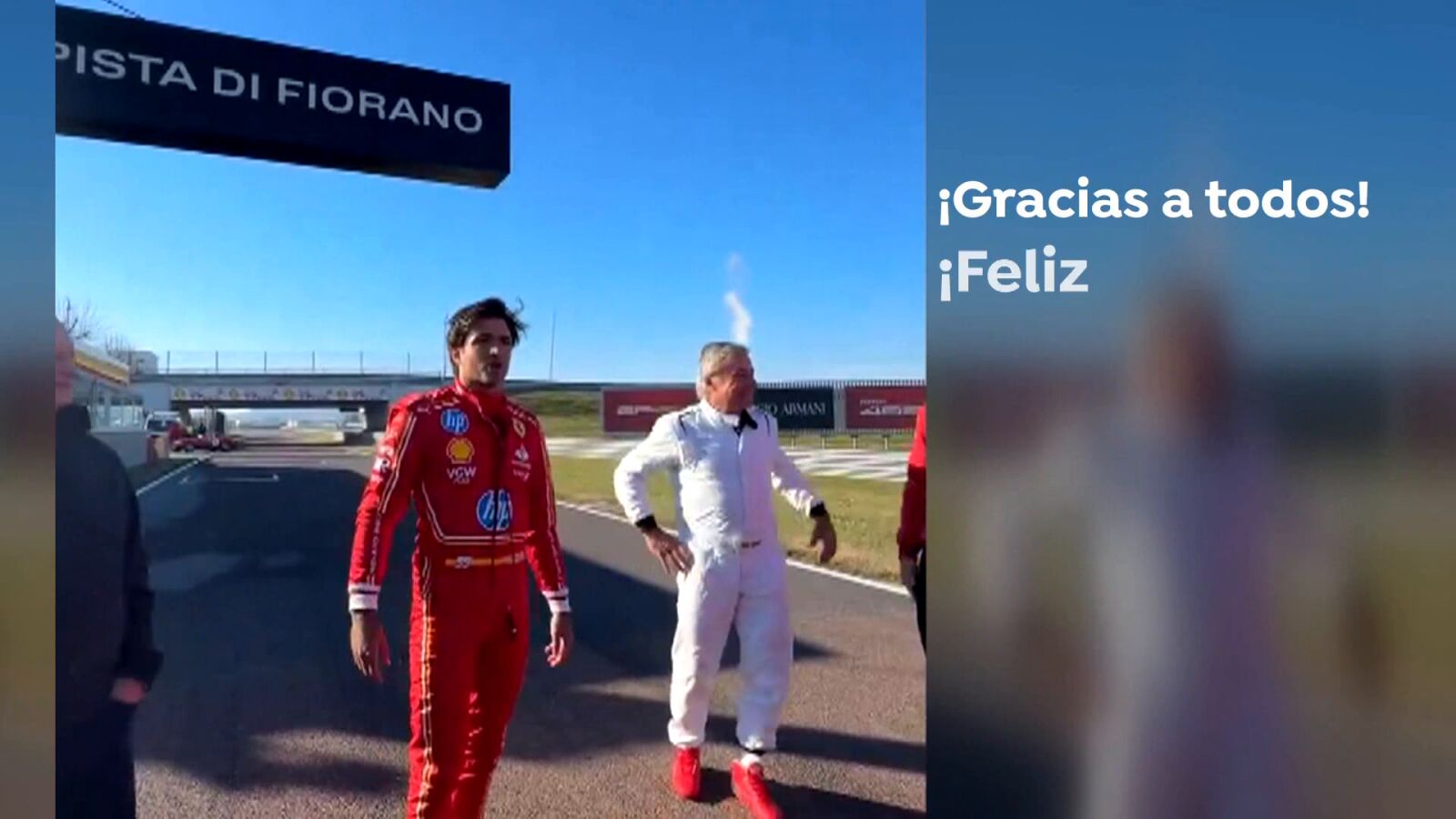 Carlos Sainz rueda junto a su padre con el Ferrari de 2022: 