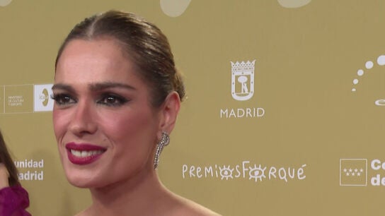 Mar Saura haciendo declaraciones a la prensa