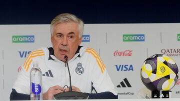 Carlo Ancelotti, en la rueda de prensa en el Lusail Stadium