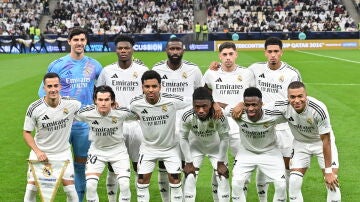 Los jugadores del Real Madrid antes del partido