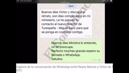 Conversaci&oacute;n entre Reyes Maroto y Aldama