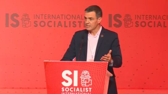 Pedro S&aacute;nchez, durante la apertura de la cumbre mundial de la Internacional Socialista en Rabat, Marruecos