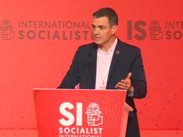 Pedro Sánchez, durante la apertura de la cumbre mundial de la Internacional Socialista en Rabat, Marruecos