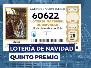 Imagen del último quinto premio de la Lotería de Navidad.